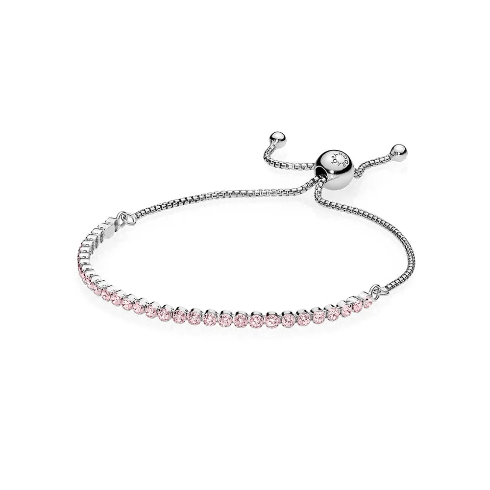 Pandora Rhodium plated silver bracelet with pink cubic zirconia - 590524PCZ