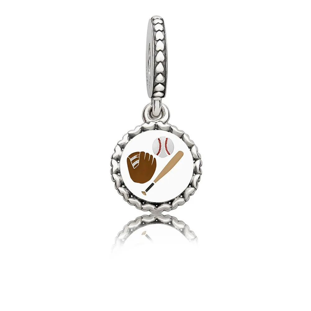 PANDORA Baseball Dingle Charm, Blandet emalje - ENG792018_17