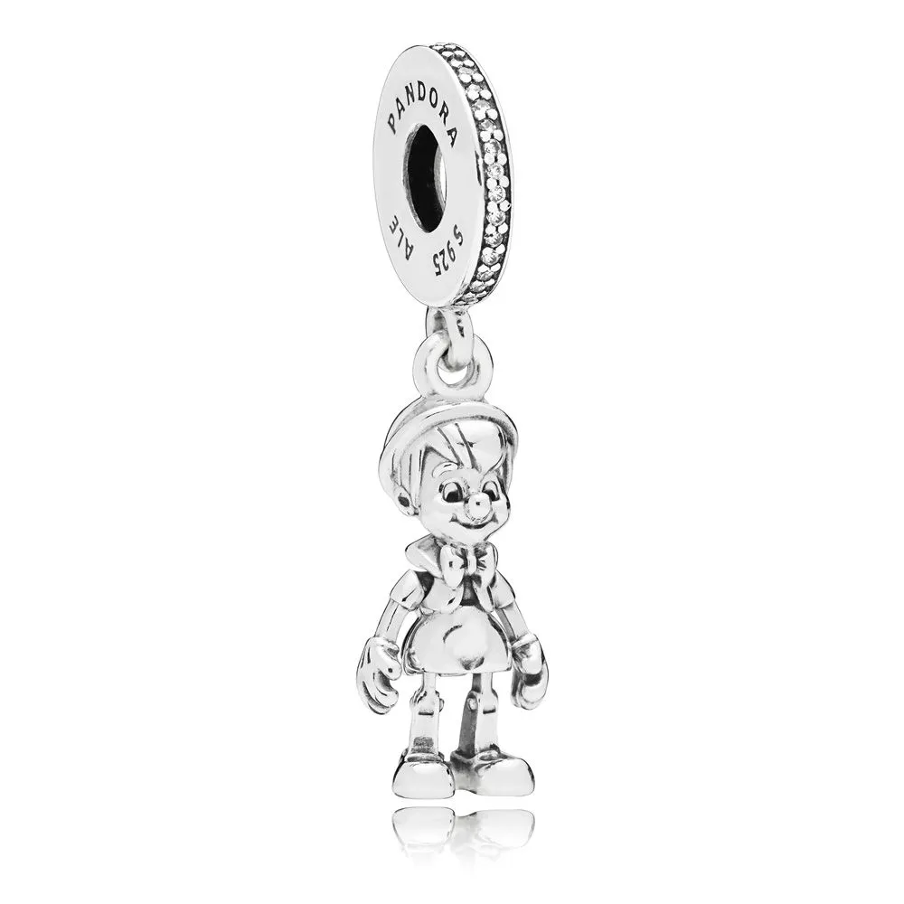 pandora disney pinocchio sølv dingler med klare cubic zirconia 797489cz