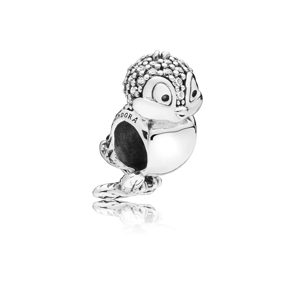 pandora disney snow white bird silver charm with clear cubic zirconia 797166cz