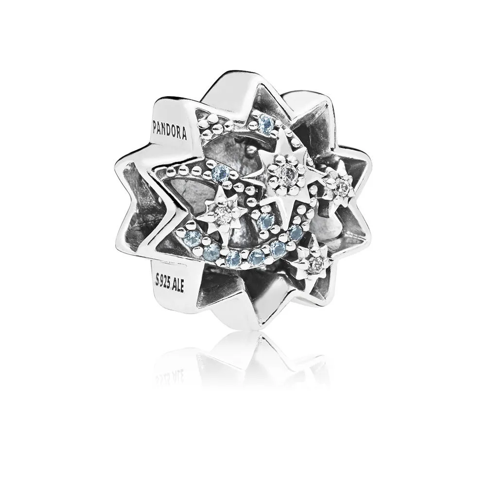 pandora disney star silver charm with light blue crystal and clear cubic zirconia 797490nbl