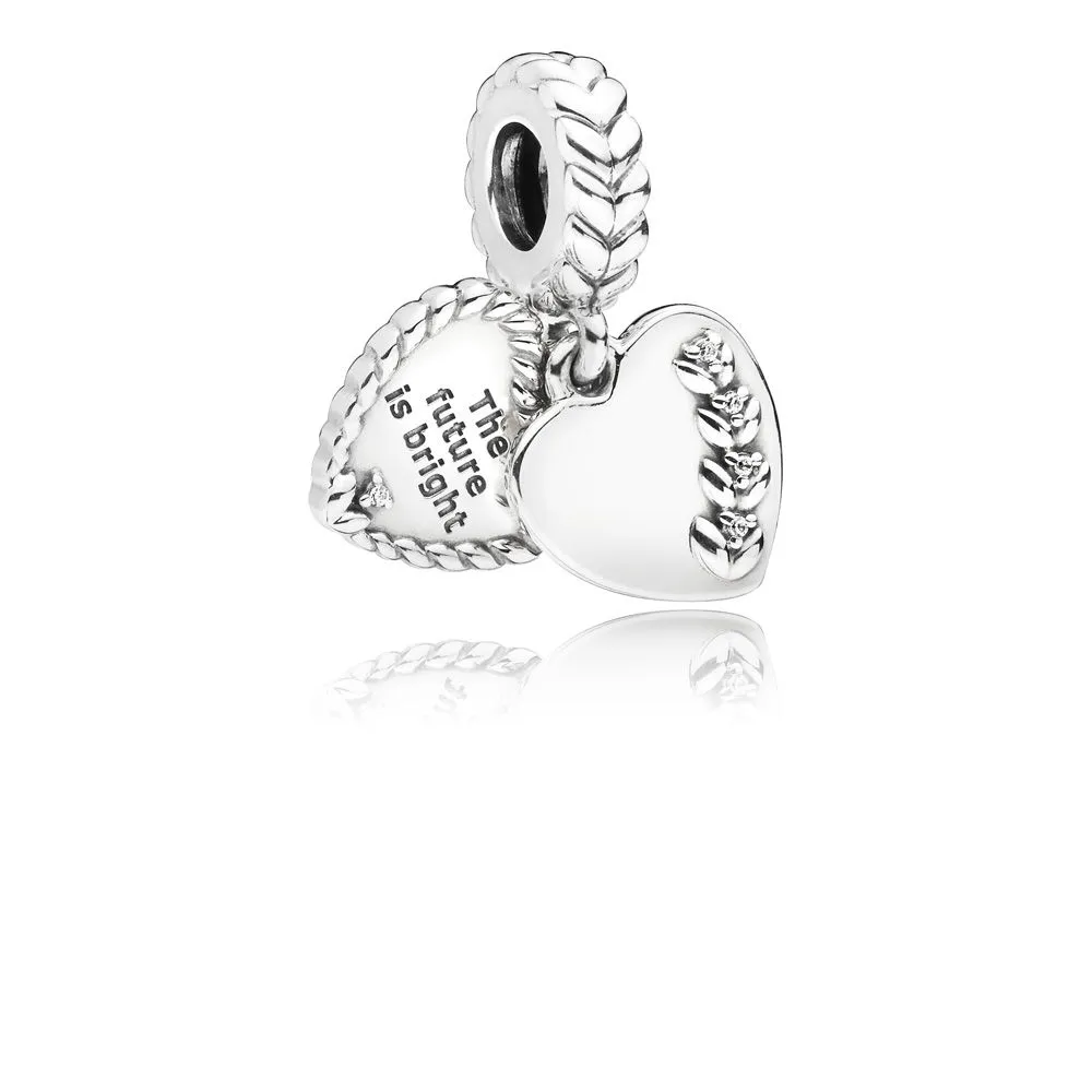 pandora hjertefrø sølv dingler med klare cubic zirconia 797581cz