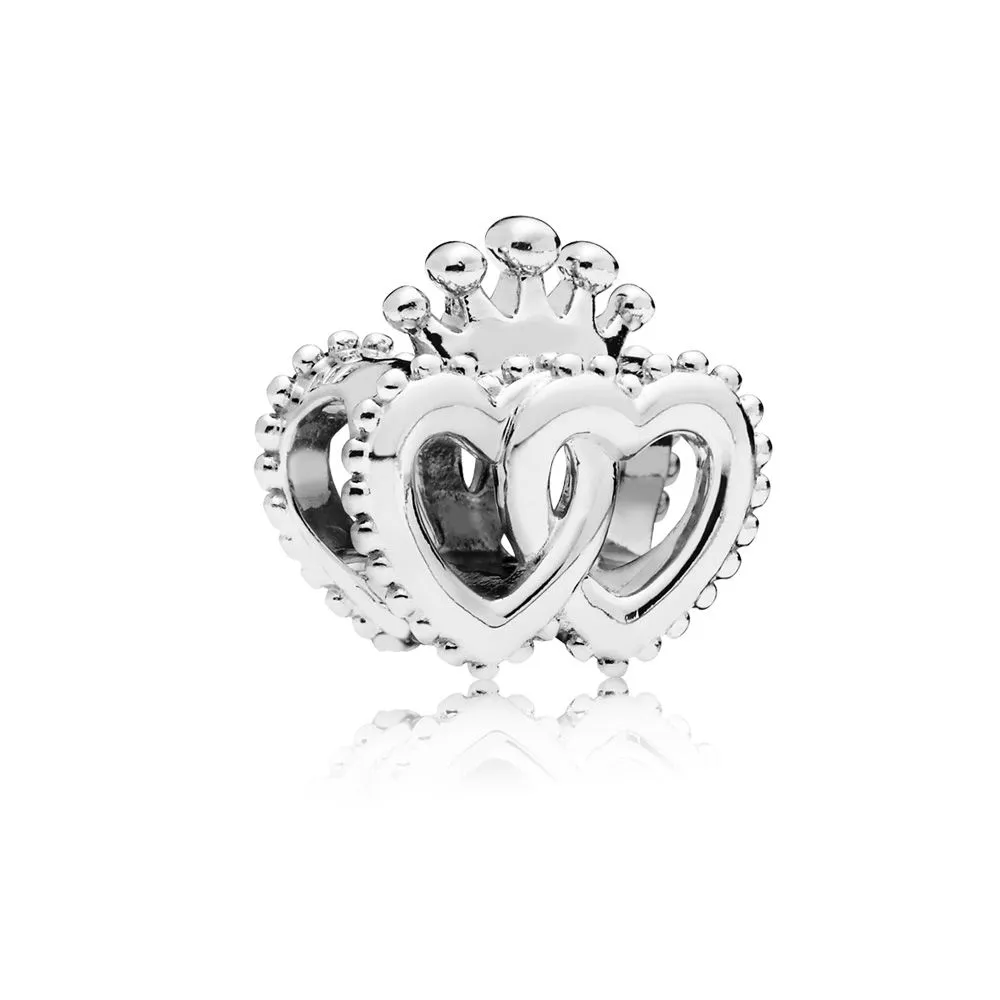 Pandora Interlocked crowned hearts silver charm - 797670