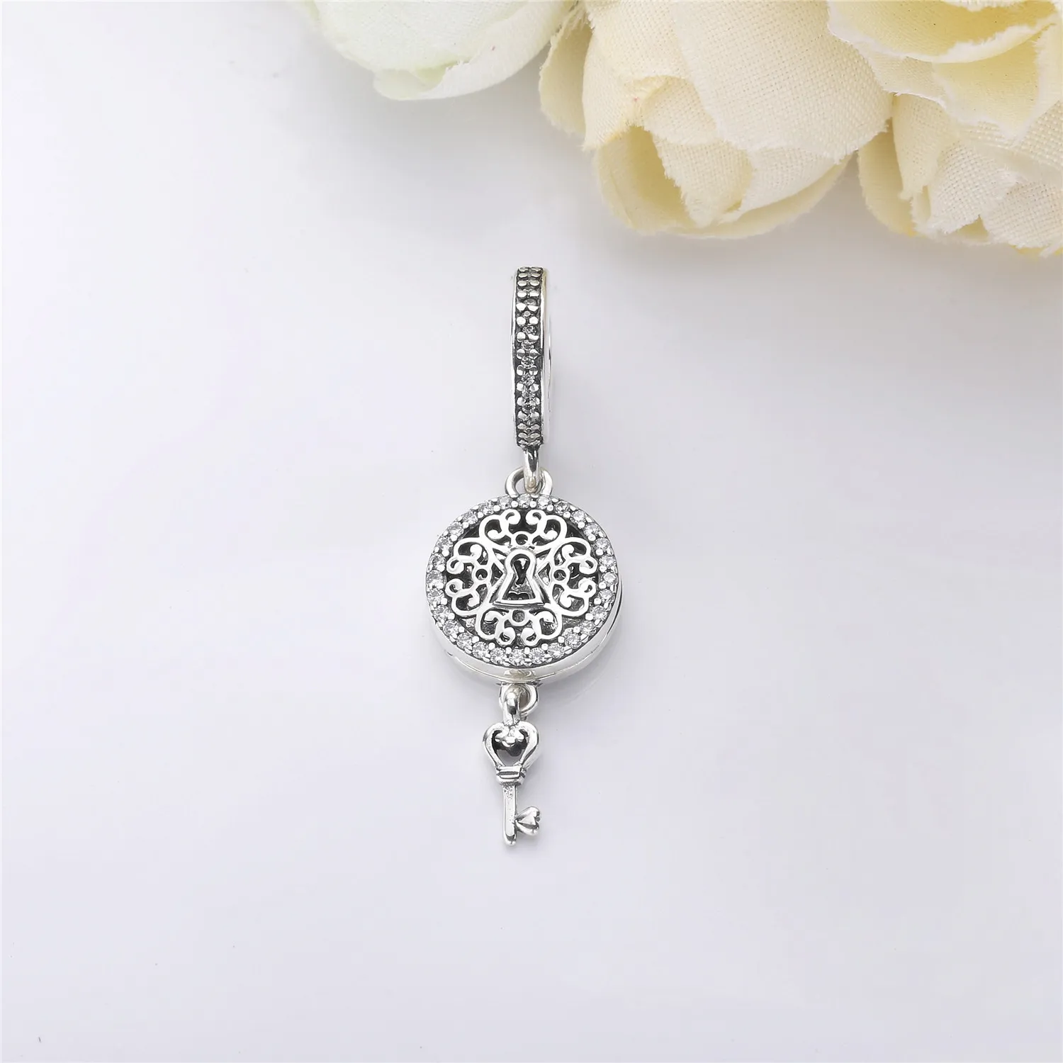 PANDORA Regal Love Key Dangle Charm, Clear CZ - 797660CZ