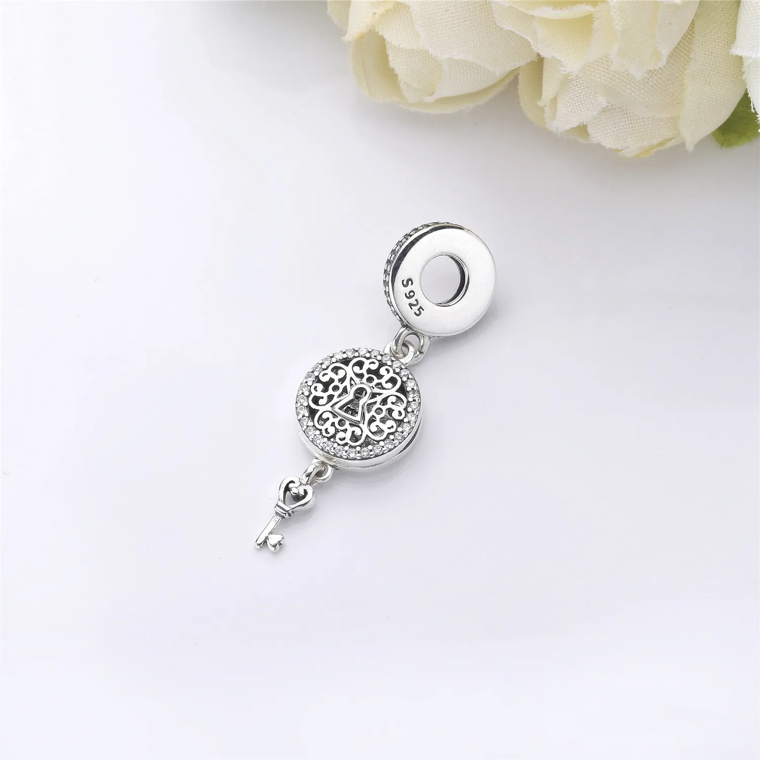 PANDORA Regal Love Key Dangle Charm, Clear CZ - 797660CZ