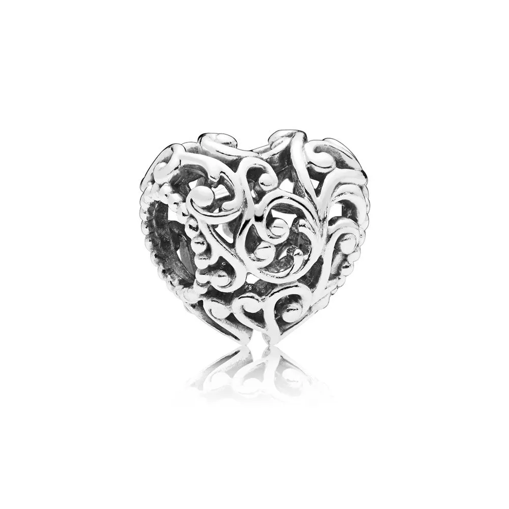 pandora regal pattern heart silver charm 797672