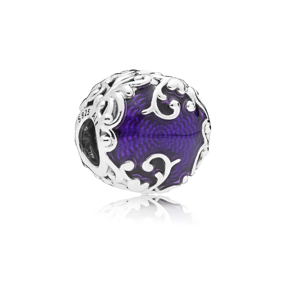 pandora regal pattern silver charm with purple enamel 797607en13