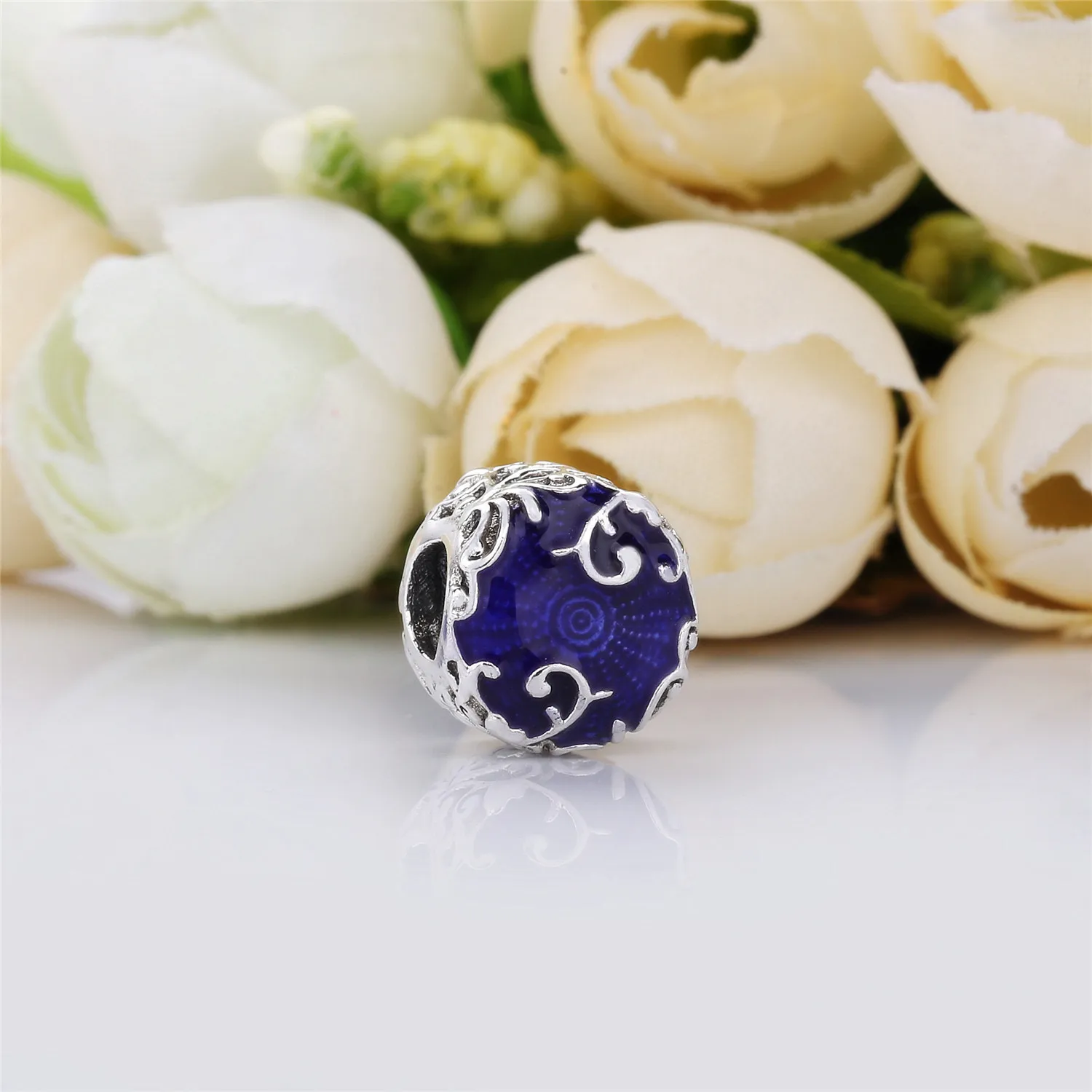 Pandora Regal pattern silver charm with purple enamel - 797607EN13