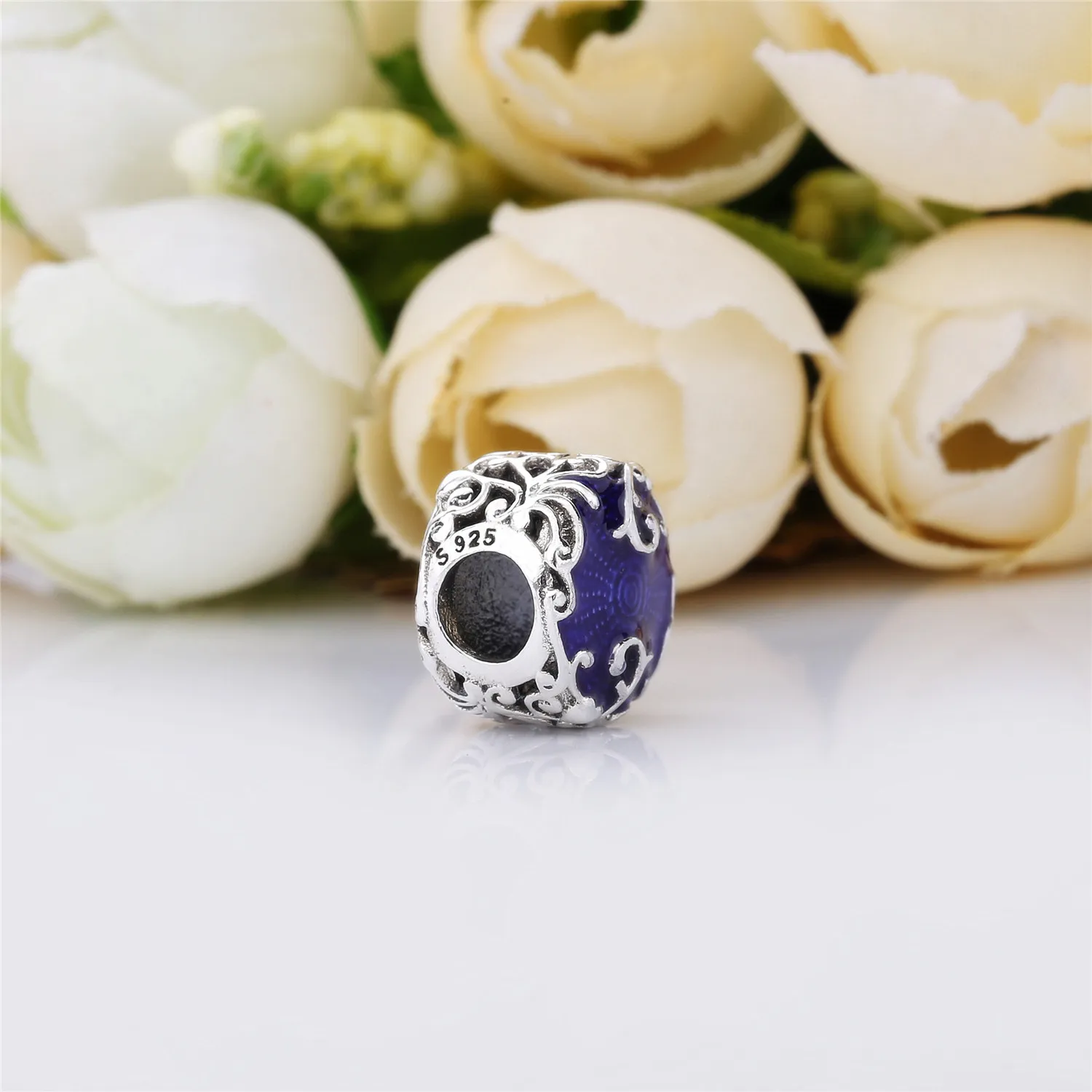 Pandora Regal pattern silver charm with purple enamel - 797607EN13