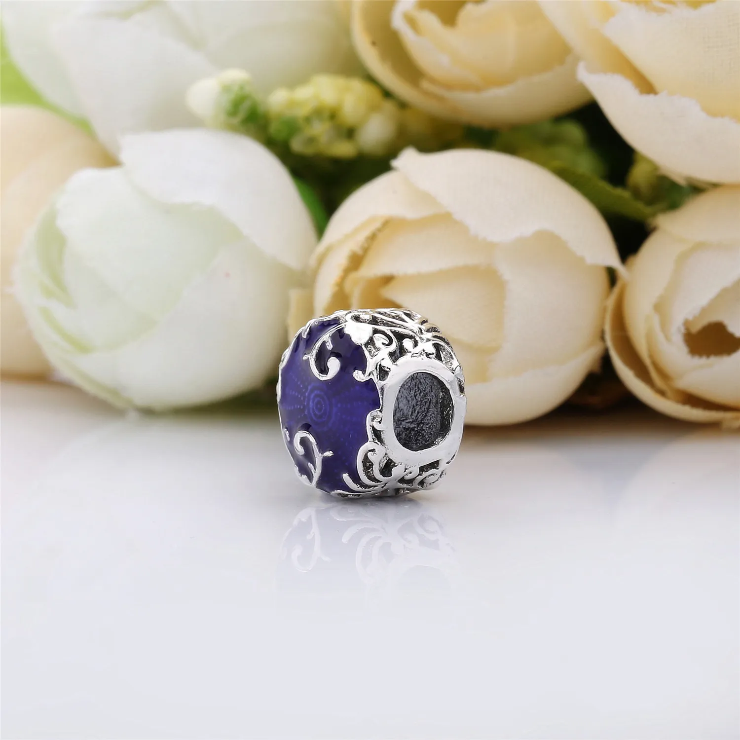 Pandora Regal pattern silver charm with purple enamel - 797607EN13