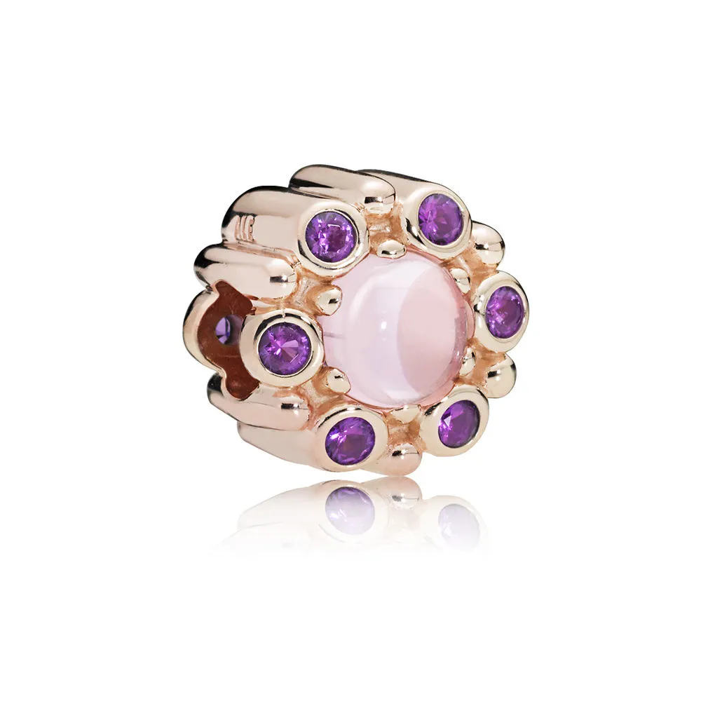 PANDORA Rose charm with pink mist and royal purple crystal - 787658NPM