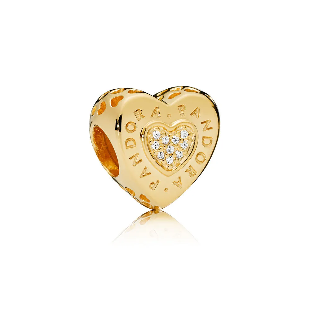 PANDORA Shine logo heart charm with clear cubic zirconia - 767375CZ