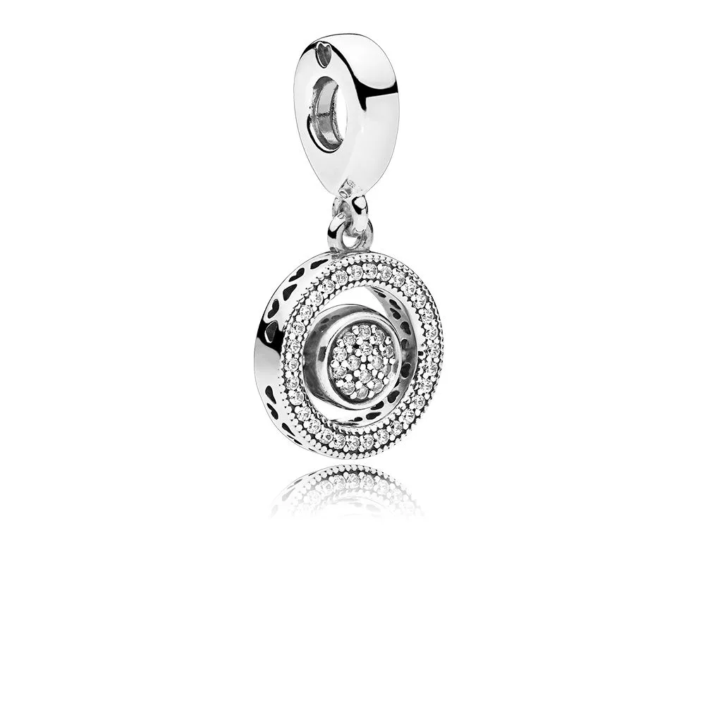 pandora logoen dingler i sølv med klare cubic zirconia 797430cz