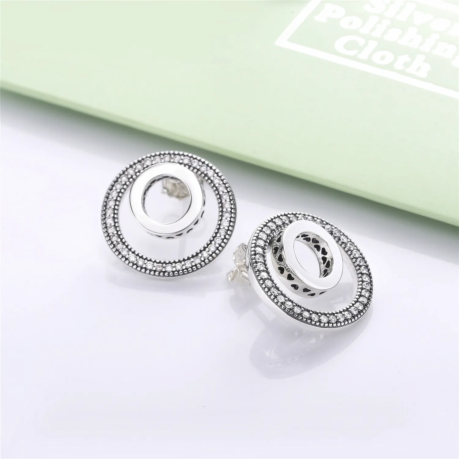 PANDORA logo silver earrings with clear cubic zirconia - 297446CZ