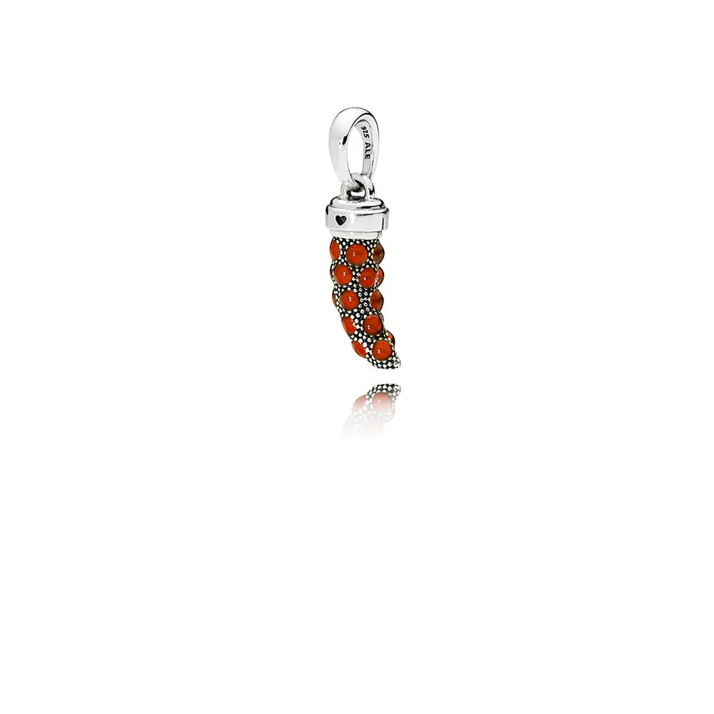 pandora corno silver pendant with red enamel 397203en07