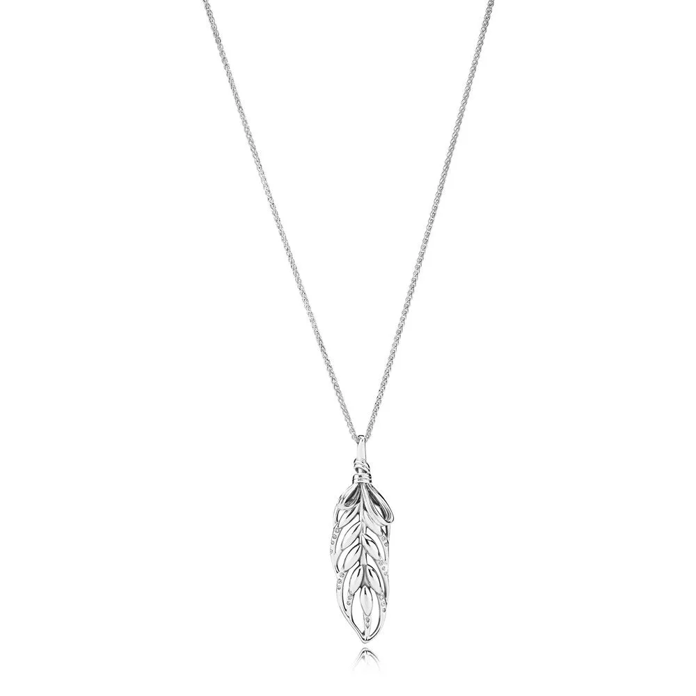 pandora seed silver pendant with clear cubic zirconia and necklace 397753cz