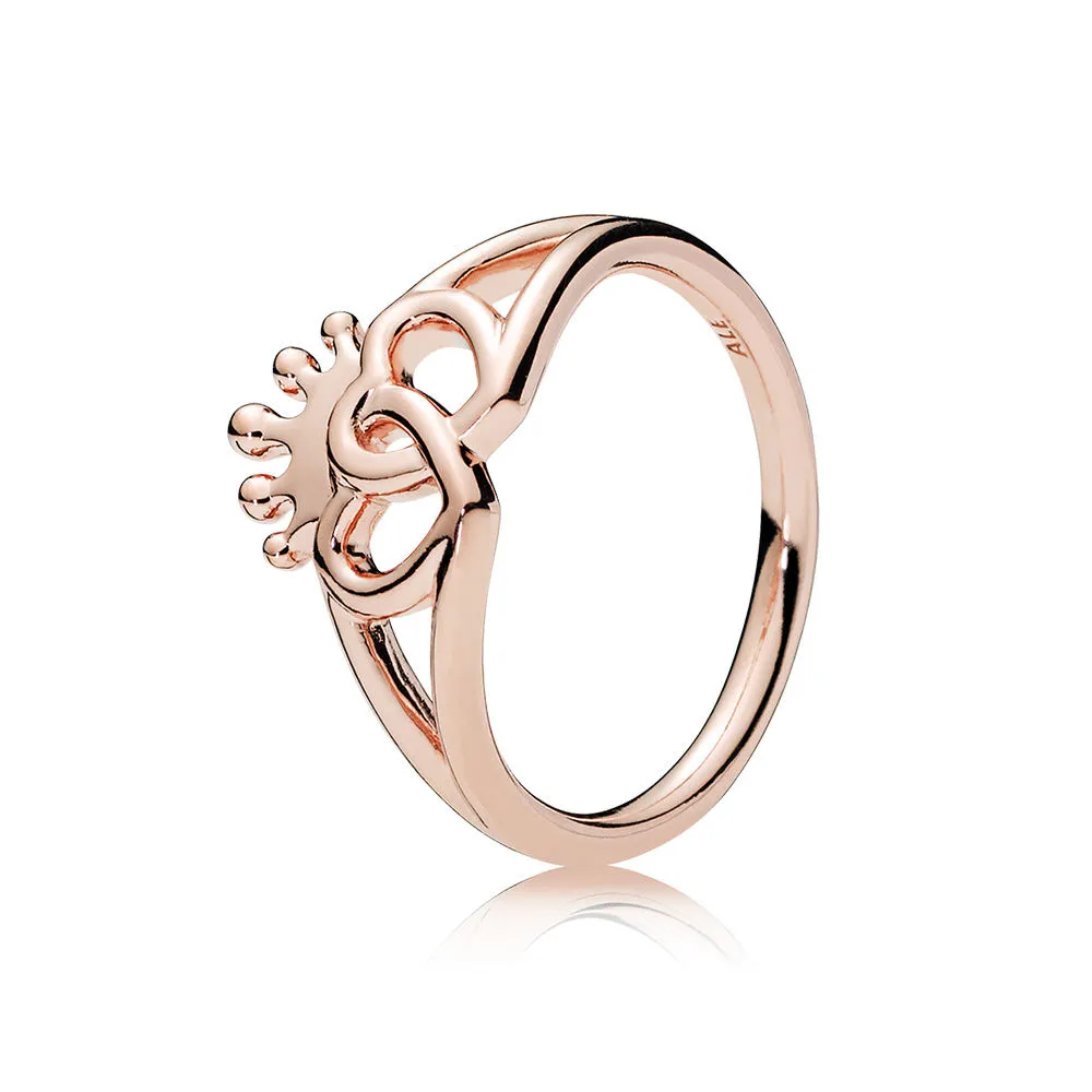 Interlocked crowned hearts PANDORA Rose ring - 187685