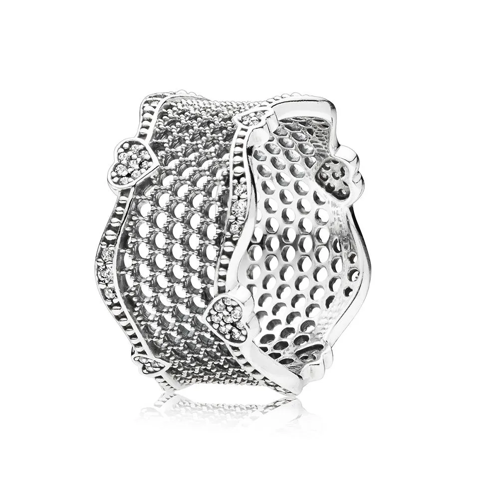 Pandora Lace silver ring with clear cubic zirconia - 197706CZ