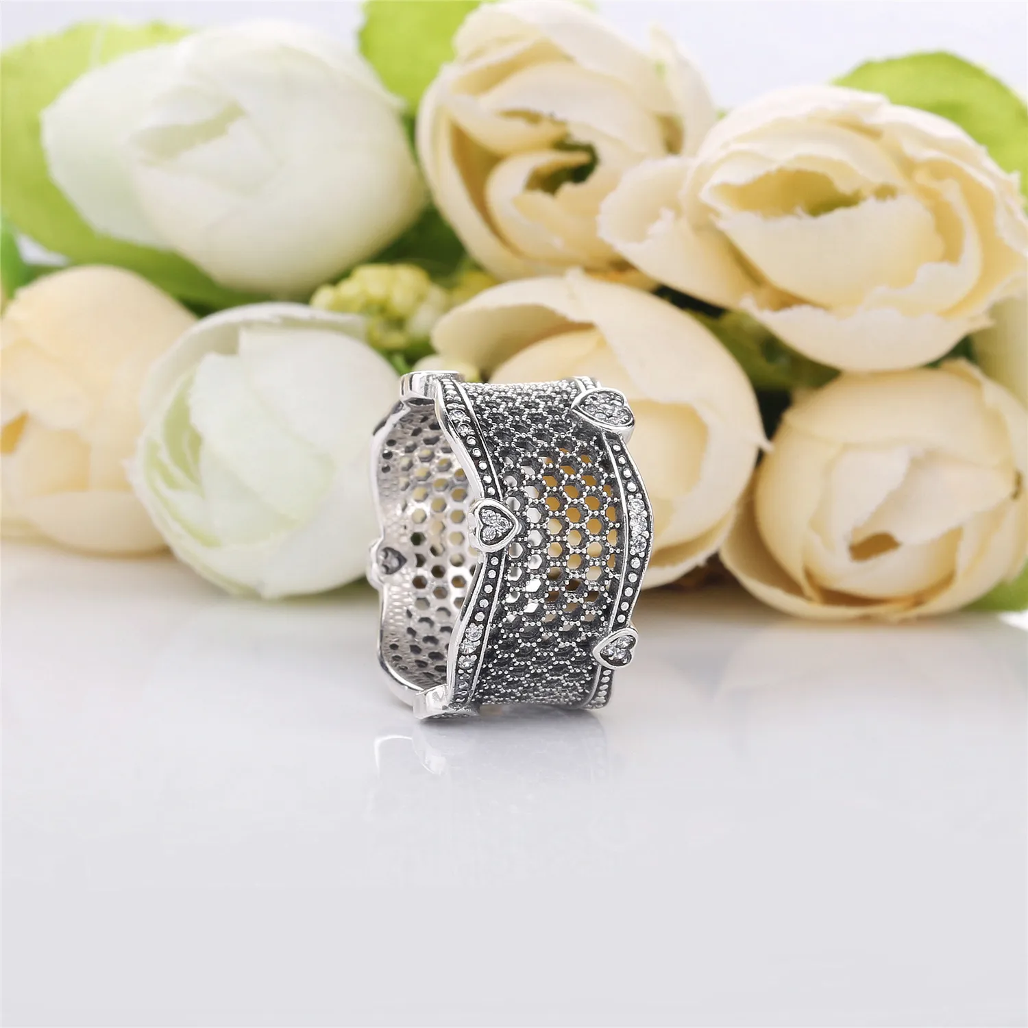 Pandora Lace silver ring with clear cubic zirconia - 197706CZ