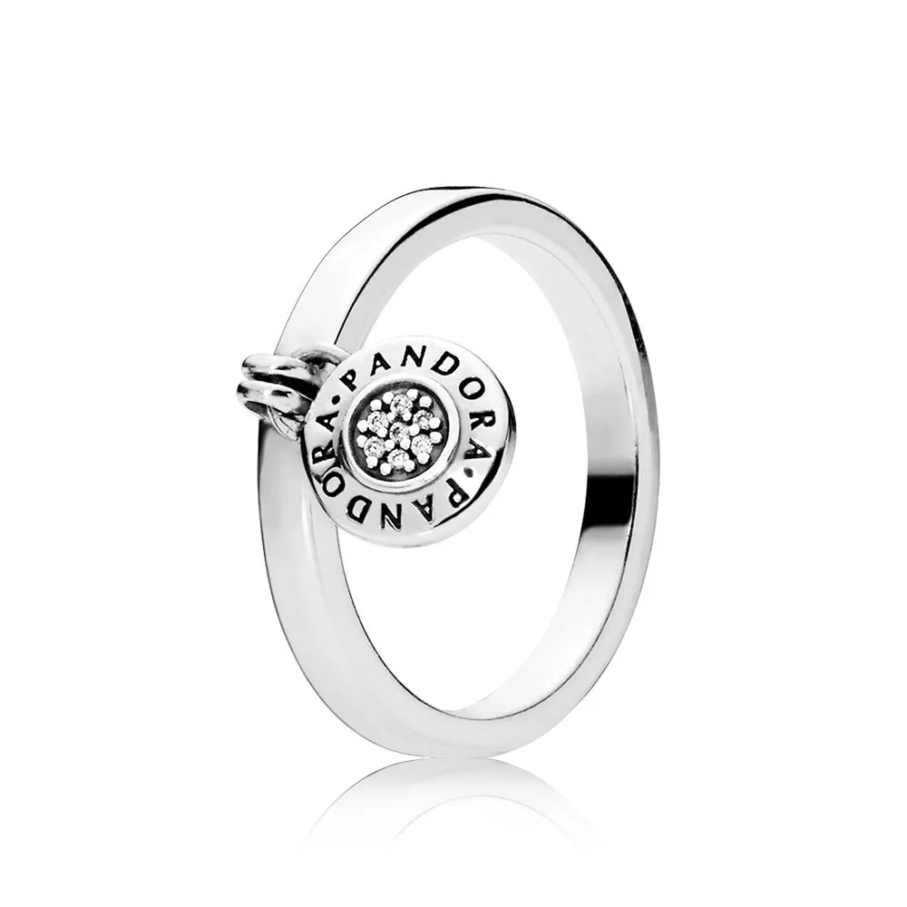 PANDORA logo padlock silver ring with clear cubic zirconia - 197400CZ