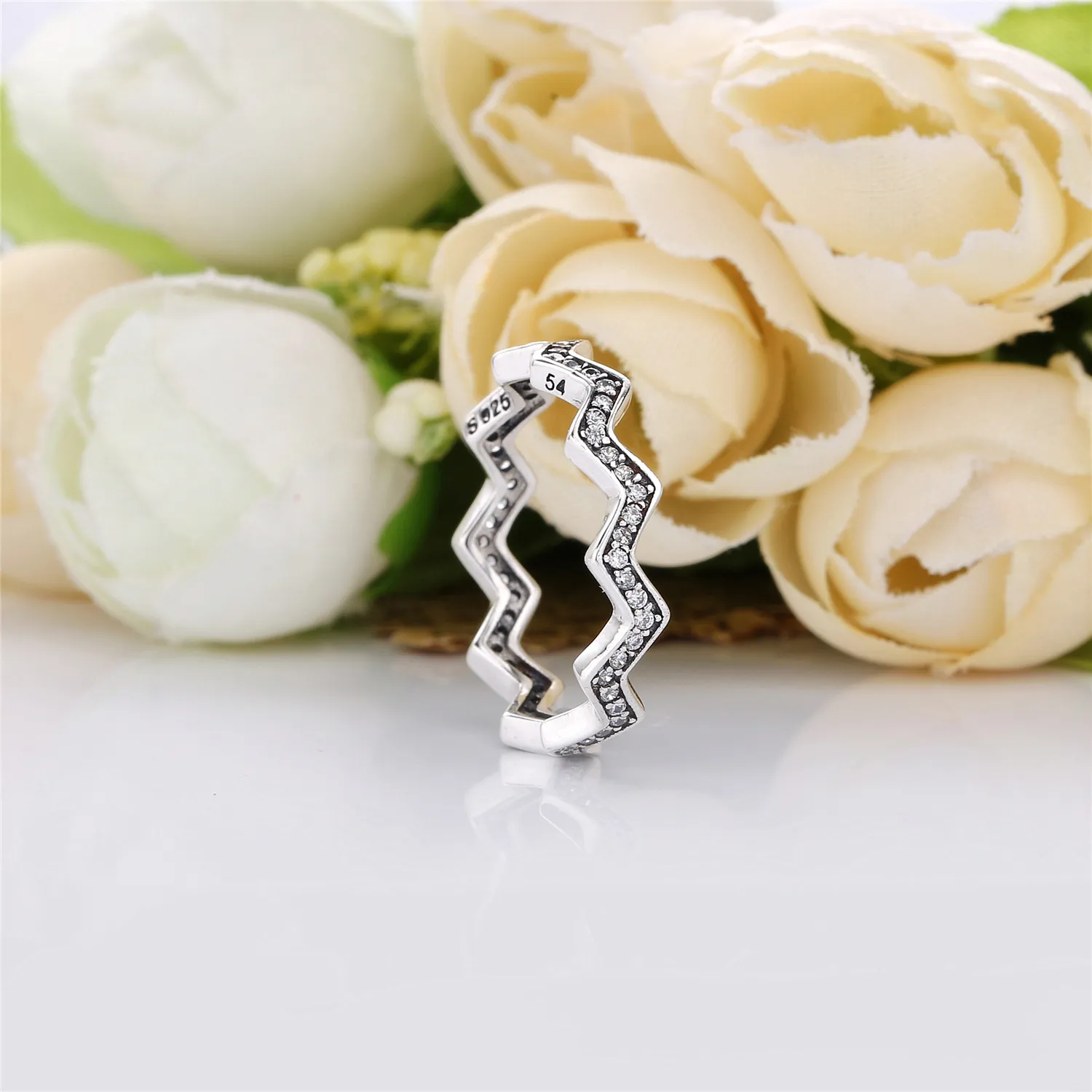 Pandora Zigzag silver ring with clear cubic zirconia - 197751CZ