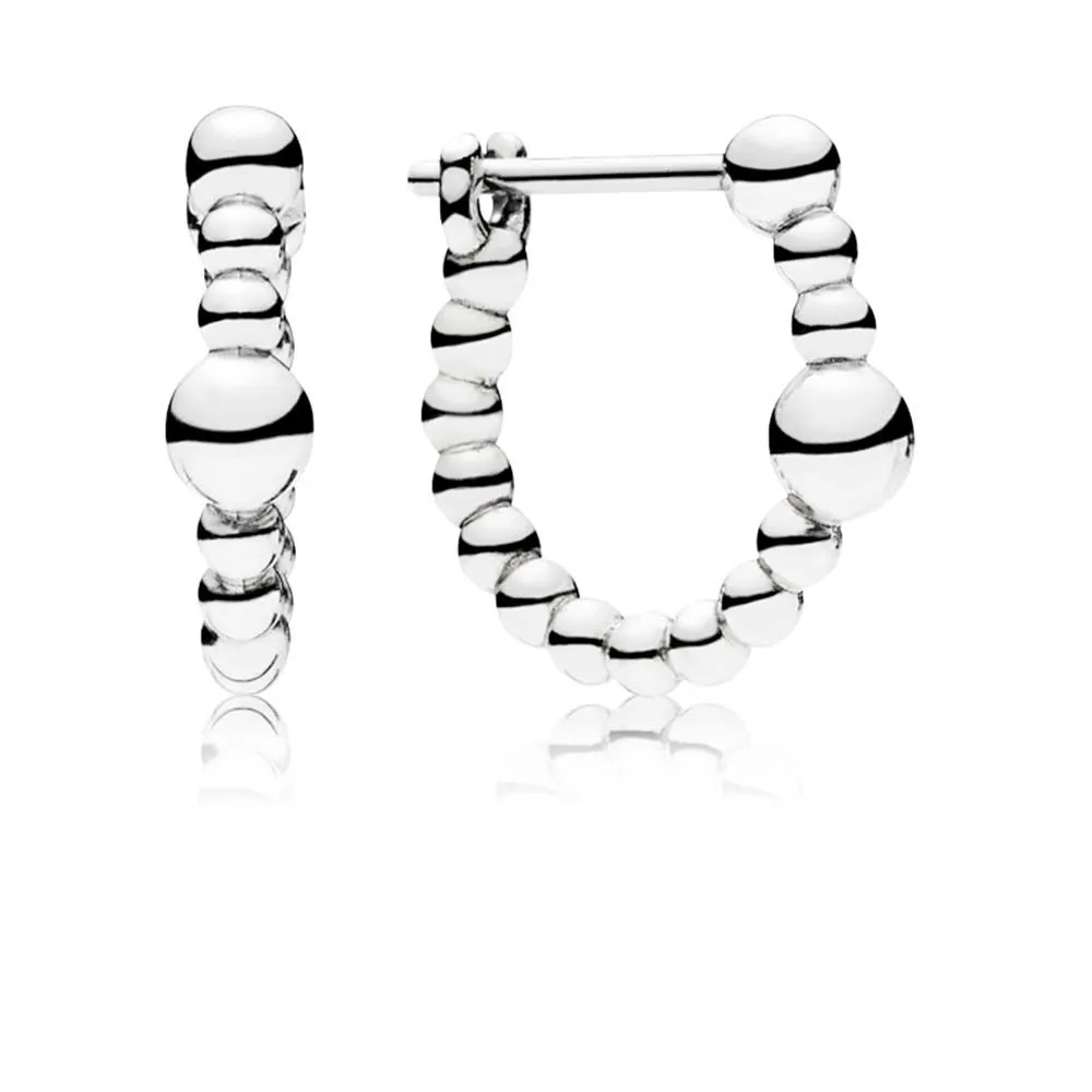 Pandora Beaded silver hoop earrings - 297532