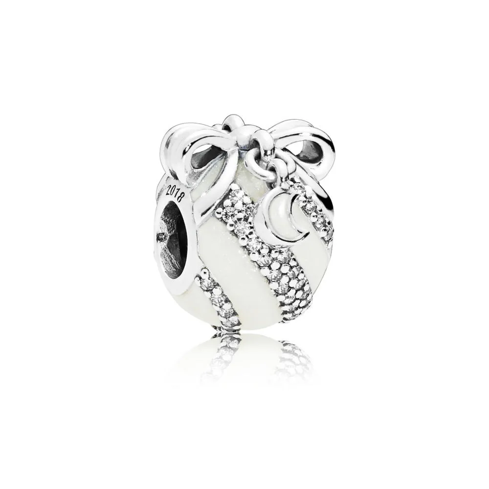 Pandora Christmas ornament silver charm with silver enamel and clear cubic zirconia - 797649EN23