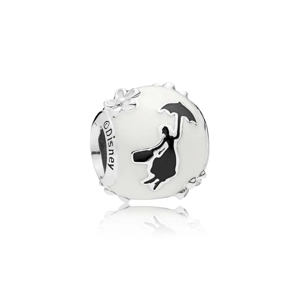 PANDORA Disney, Mary Poppins' Silhouette Charm, White & Black Enamel - 797510ENMX