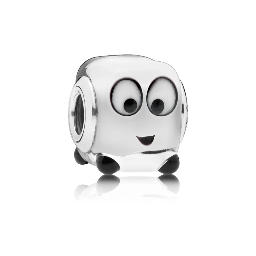 pandora ice cube silver charm with clear white and black murano glass 797515