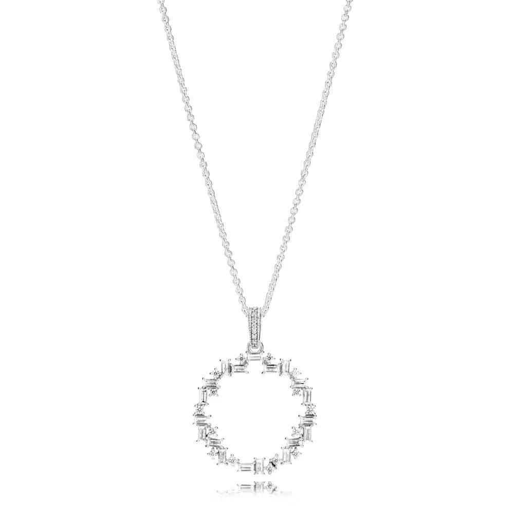 pandora ice cube silver pendant with clear cubic zirconia and necklace 397546cz 45