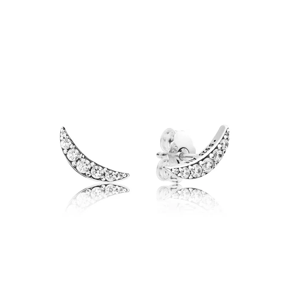 pandora moon silver stud earrings with clear cubic zirconia 297569cz