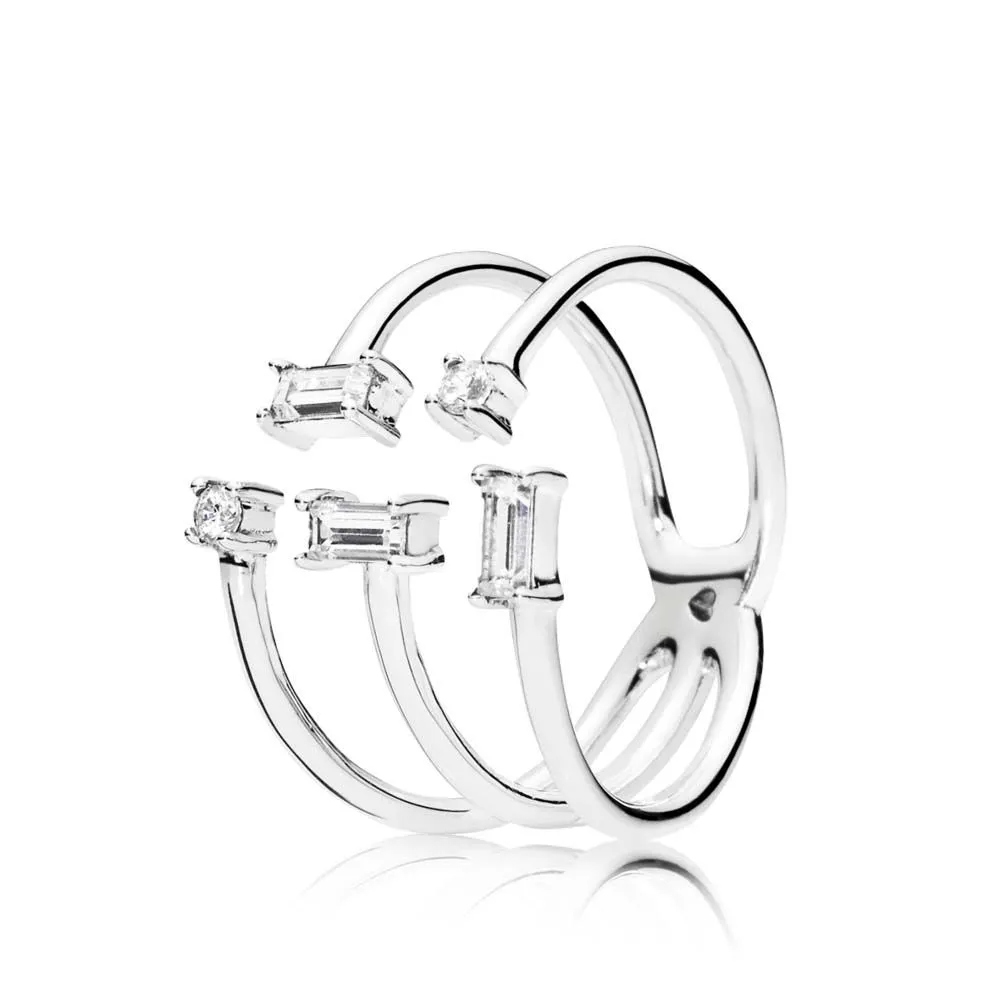 pandora open ice cube silver ring with clear cubic zirconia 197527cz