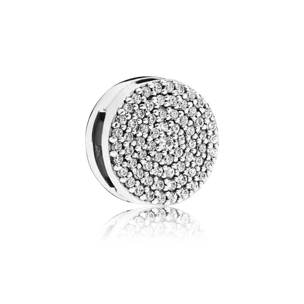 pandora reflexions sølv clips sjarm med klar cubic zirconia 797583cz