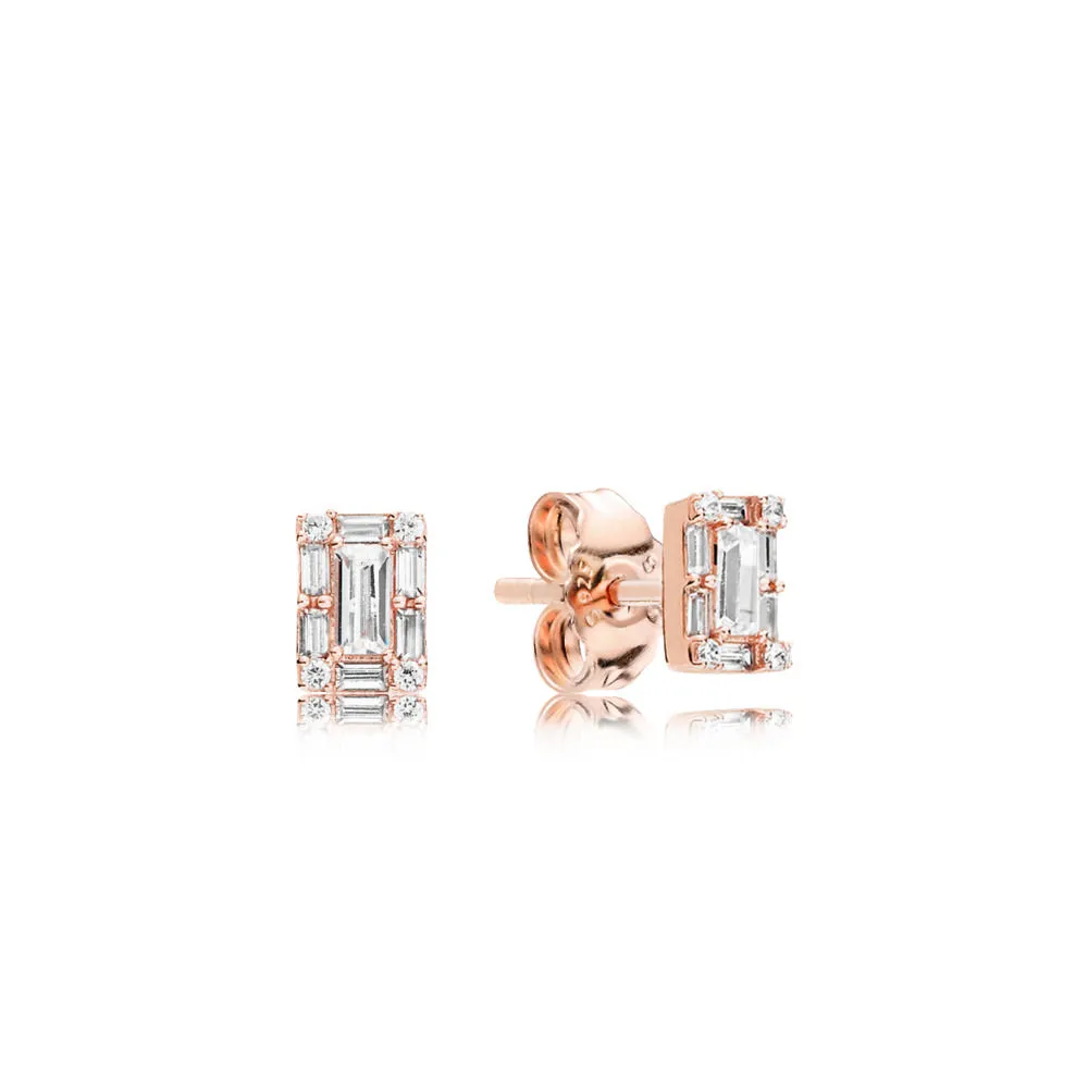 Ice cube PANDORA Rose stud earrings with clear cubic zirconia - 287567CZ