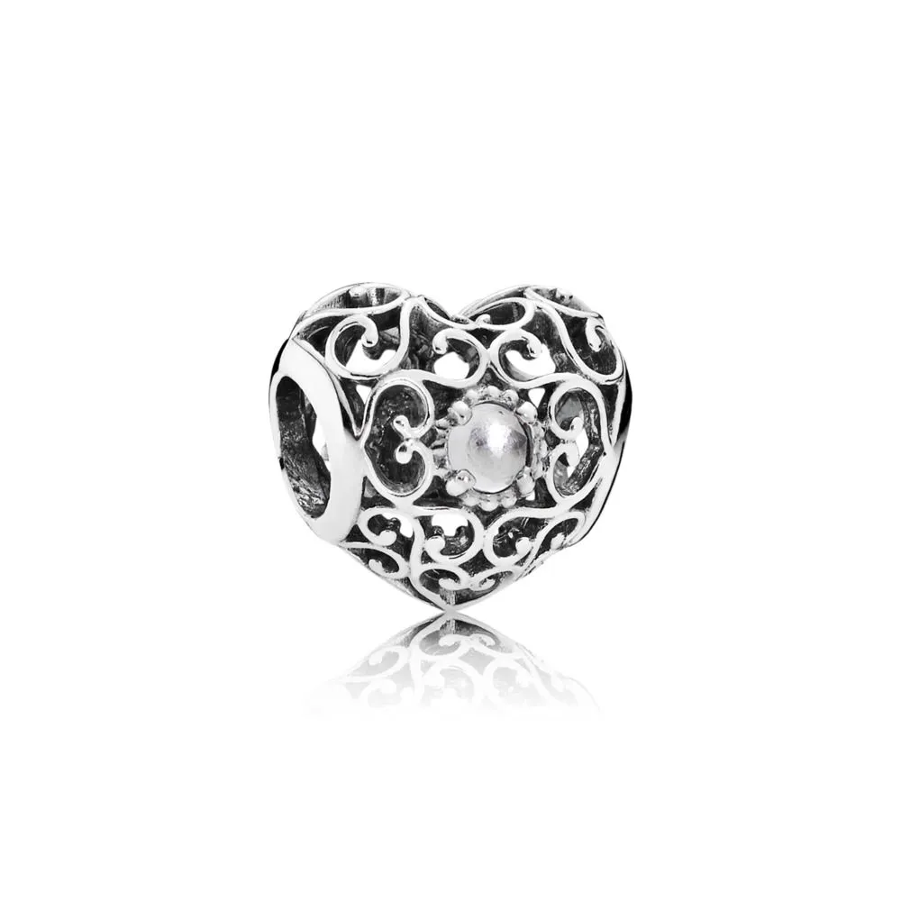 Pandora April Signature Heart Charm - 791784RC