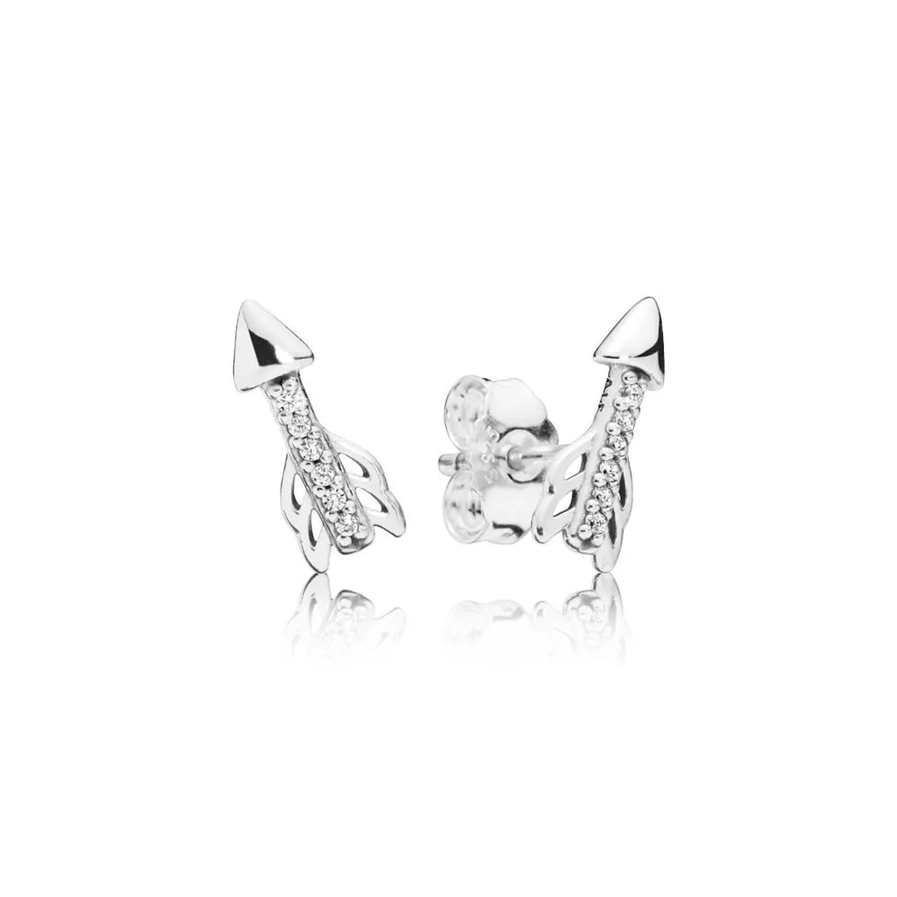 pandora arrow silver stud earrings with clear cubic zirconia 297828cz