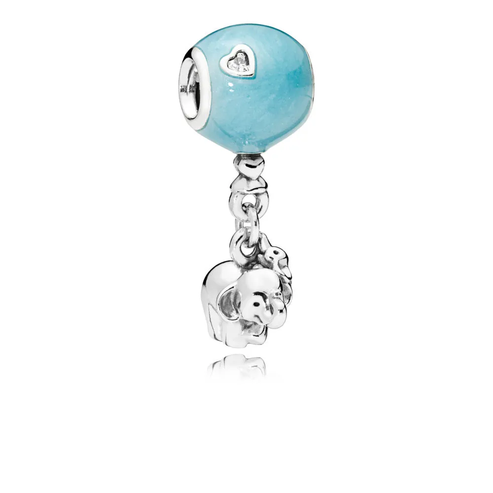 Pandora Balloon and elephant silver hengende charm with blue enamel and clear cubic zirconia - 797239EN169