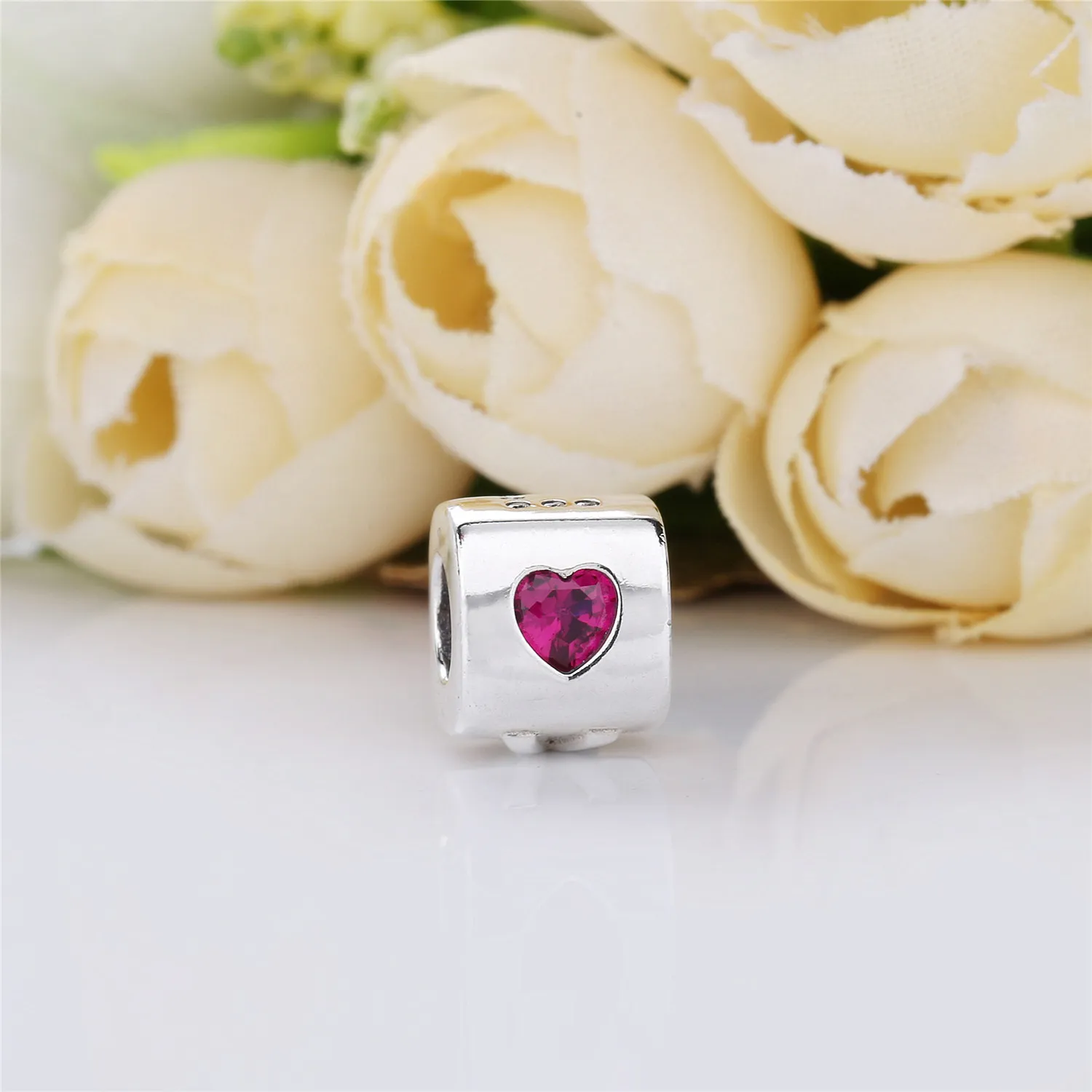 Pandora Dice and love silver charm with red cubic zirconia and clear cubic zirconia - 797811CZR