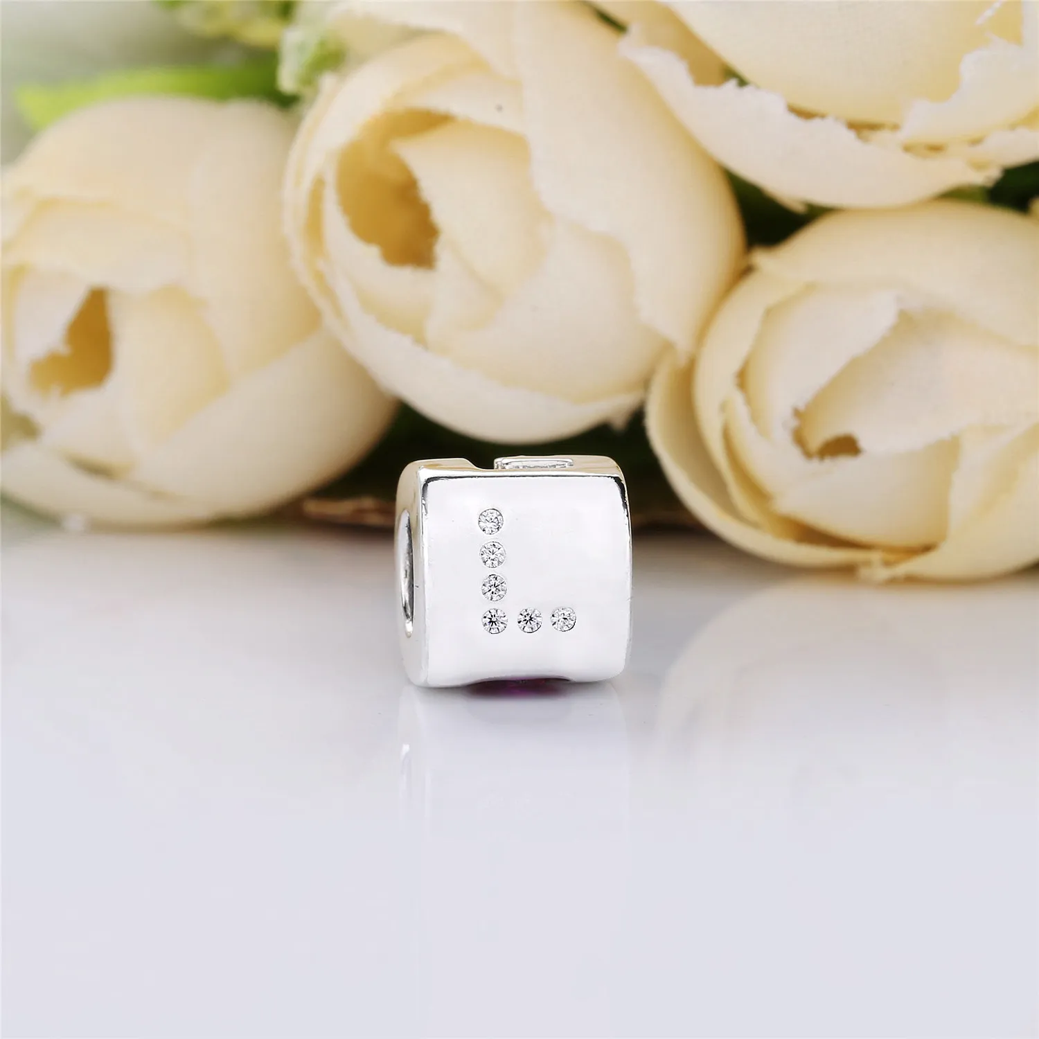 Pandora Dice and love silver charm with red cubic zirconia and clear cubic zirconia - 797811CZR