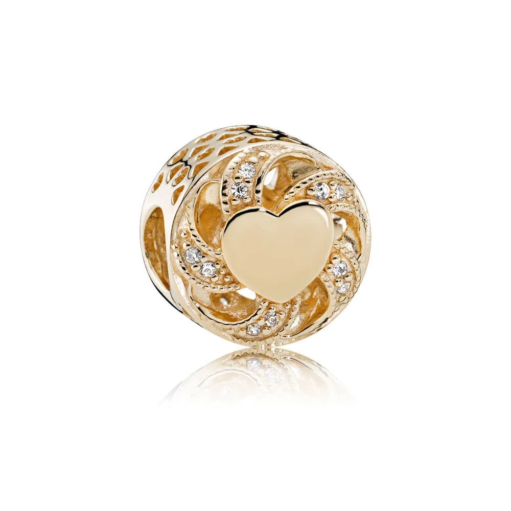 pandora gold charm with clear cubic zirconia 751004cz