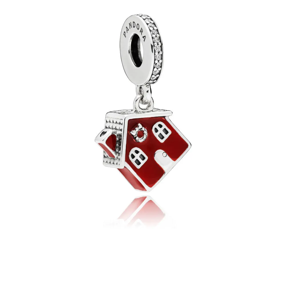 PANDORA Cosy Christmas House Dangle Charm, Clear CZ & Red Enamel - 797517EN27