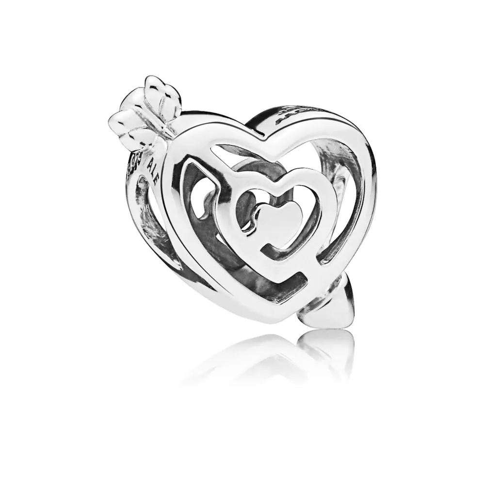 Pandora Labyrinth heart and arrow silver charm - 797814