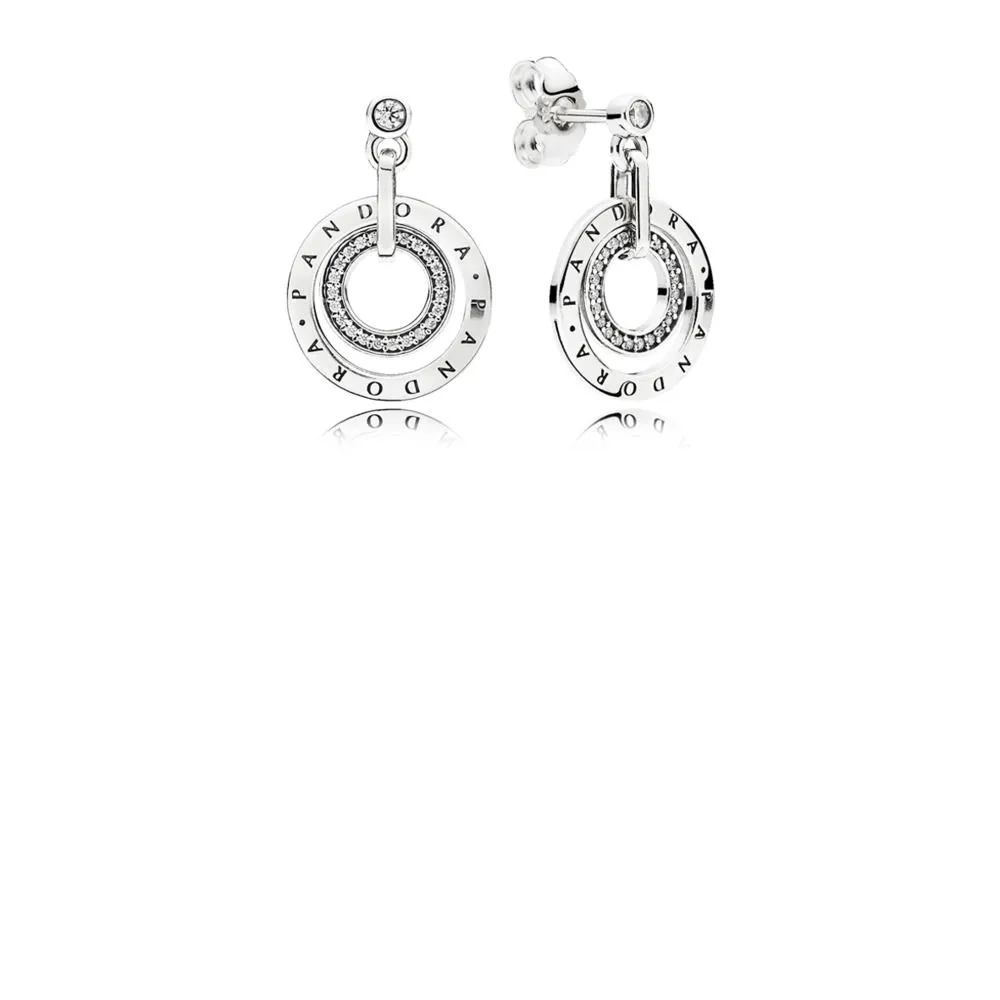 pandora logo silver earrings with clear cubic zirconia 296296cz