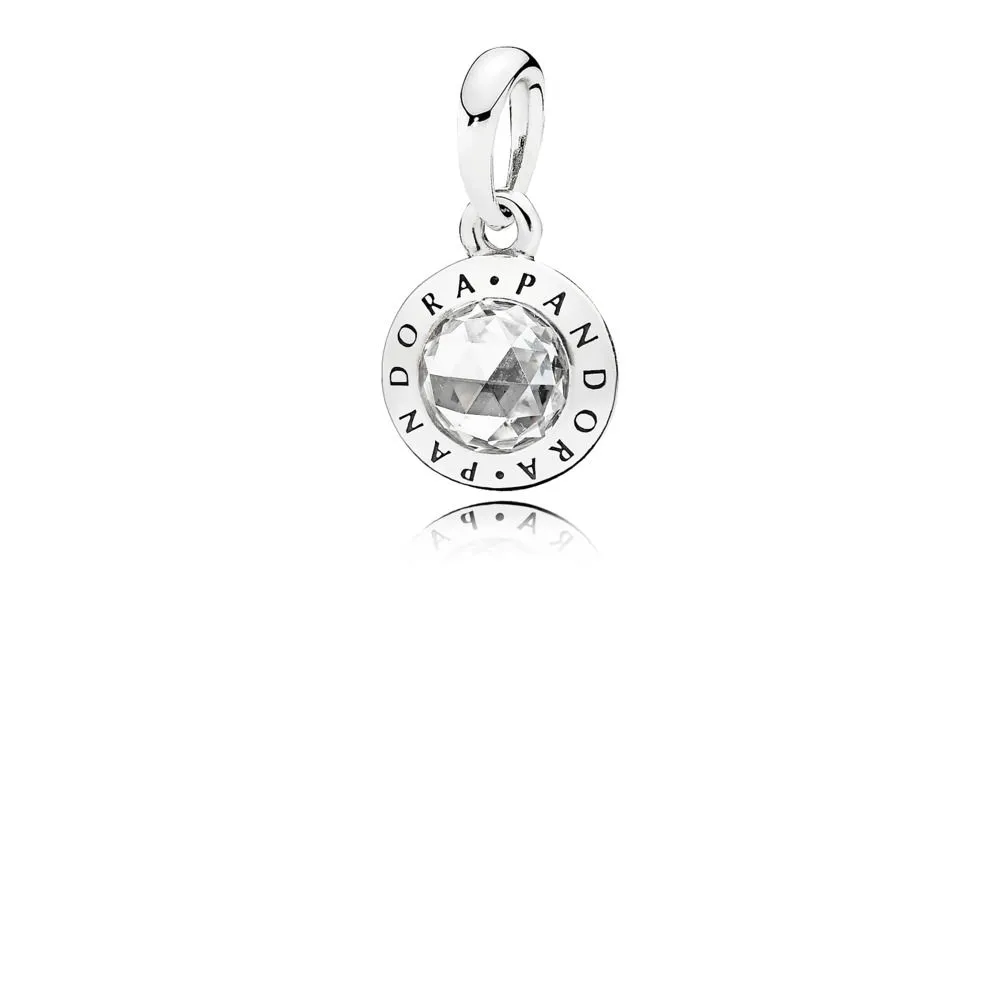 pandora logo silver pendant with clear cubic zirconia 396217cz