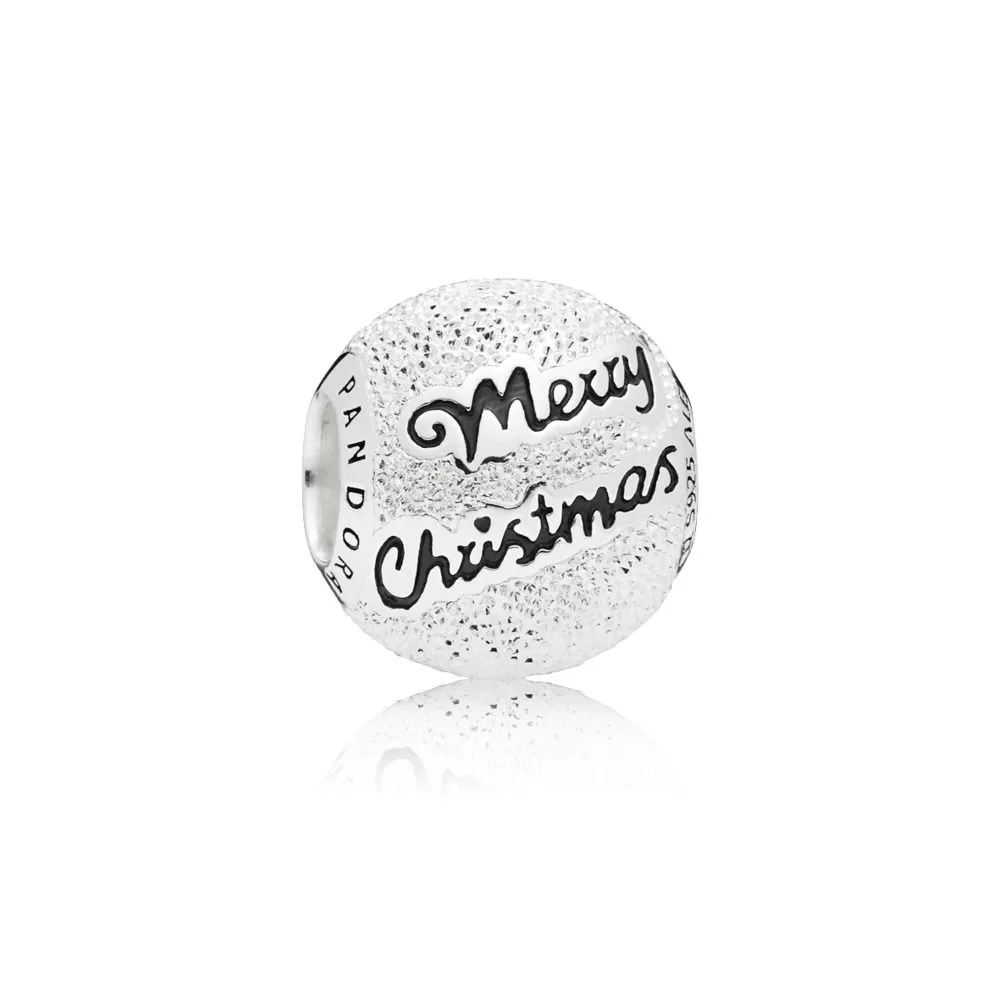 pandora merry christmas silver charm with black enamel 797524en16