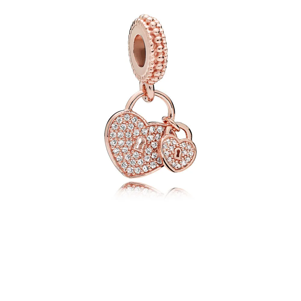 Love Locks Dangle Charm, PANDORA Rose™ & Clear CZ - 781807CZ