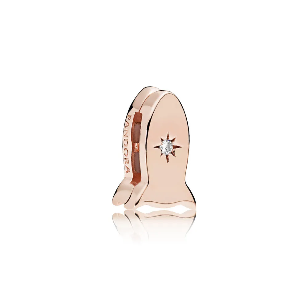 PANDORA Reflexions space ship clip charm in PANDORA Rose with clear cubic zirconia - 787566CZ