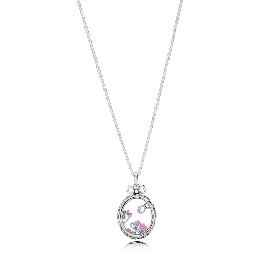 Pandora Regal pattern locket silver pendant with fancy pink, fancy purple and purple cubic zirconia - 397716ACZMX