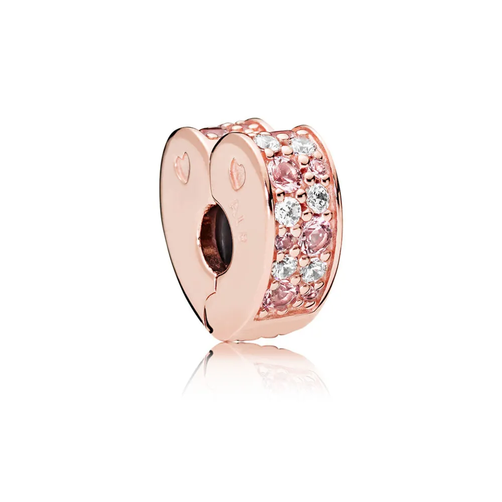 pandora rosa pavé hjerte klemmecharm 787020npm