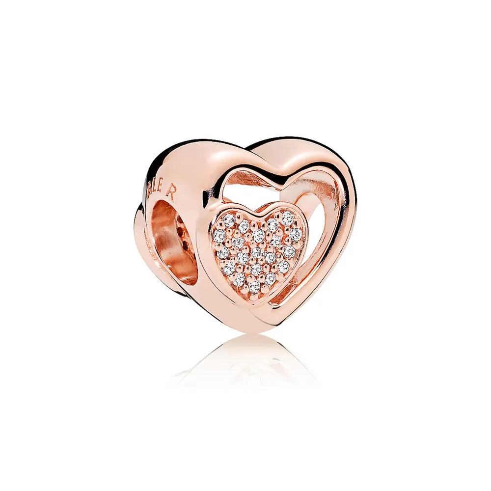 pandora rose heart charm with clear cubic zirconia 781806cz